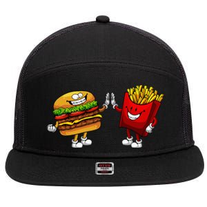 Cute Hamburger Art Hamburger French Fries Lovers 7 Panel Mesh Trucker Snapback Hat