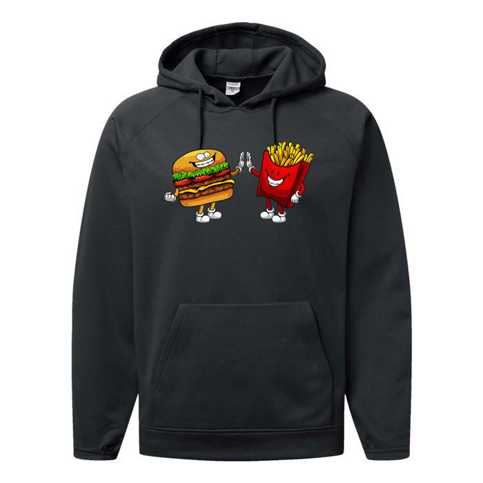 Cute Hamburger Art Hamburger French Fries Lovers Performance Fleece Hoodie