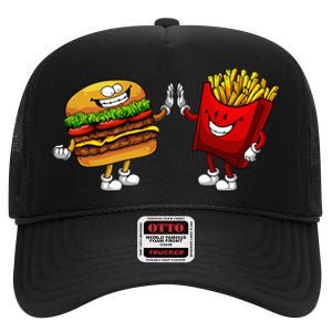 Cute Hamburger Art Hamburger French Fries Lovers High Crown Mesh Back Trucker Hat