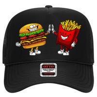 Cute Hamburger Art Hamburger French Fries Lovers High Crown Mesh Back Trucker Hat