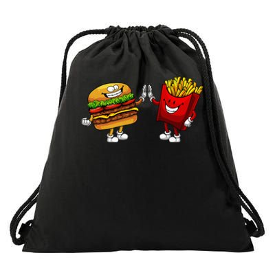 Cute Hamburger Art Hamburger French Fries Lovers Drawstring Bag