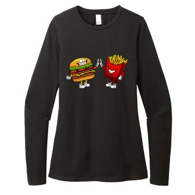 Cute Hamburger Art Hamburger French Fries Lovers Womens CVC Long Sleeve Shirt