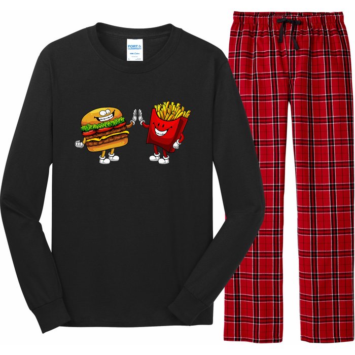 Cute Hamburger Art Hamburger French Fries Lovers Long Sleeve Pajama Set