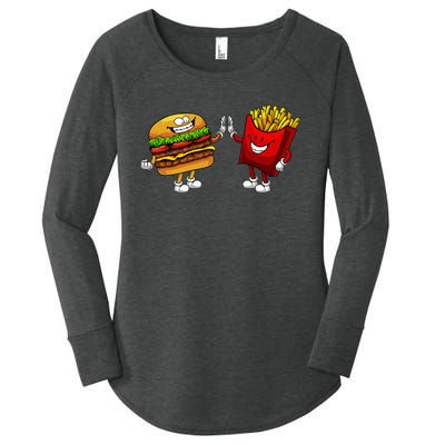 Cute Hamburger Art Hamburger French Fries Lovers Women's Perfect Tri Tunic Long Sleeve Shirt