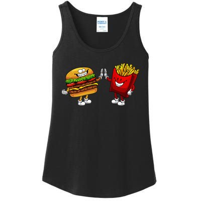 Cute Hamburger Art Hamburger French Fries Lovers Ladies Essential Tank