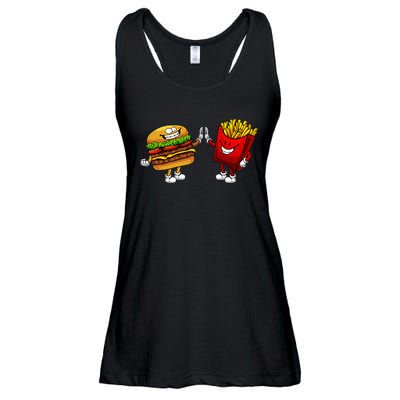 Cute Hamburger Art Hamburger French Fries Lovers Ladies Essential Flowy Tank