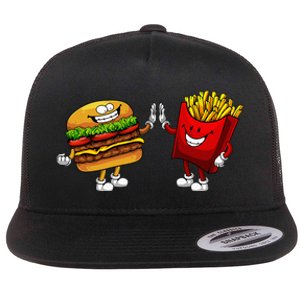 Cute Hamburger Art Hamburger French Fries Lovers Flat Bill Trucker Hat