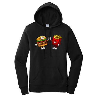 Cute Hamburger Art Hamburger French Fries Lovers Women's Pullover Hoodie