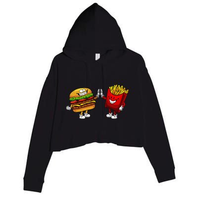 Cute Hamburger Art Hamburger French Fries Lovers Crop Fleece Hoodie