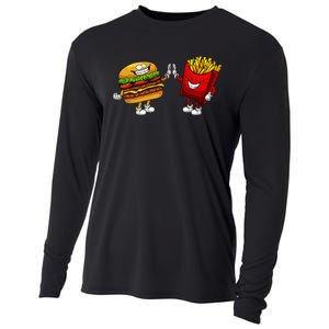 Cute Hamburger Art Hamburger French Fries Lovers Cooling Performance Long Sleeve Crew