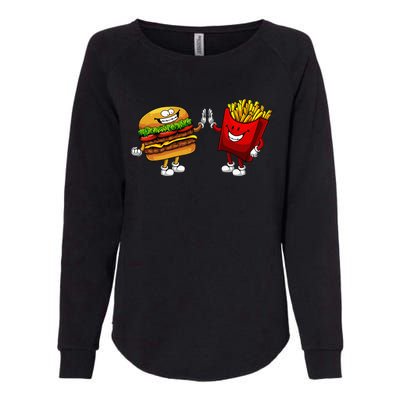 Cute Hamburger Art Hamburger French Fries Lovers Womens California Wash Sweatshirt