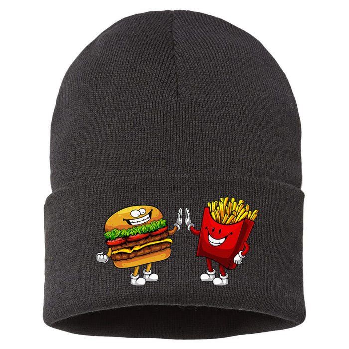 Cute Hamburger Art Hamburger French Fries Lovers Sustainable Knit Beanie