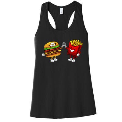 Cute Hamburger Art Hamburger French Fries Lovers Women's Racerback Tank