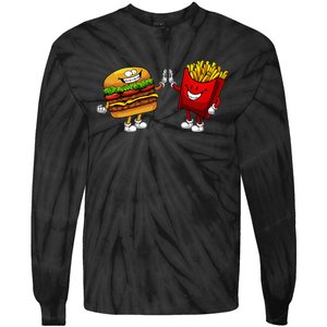 Cute Hamburger Art Hamburger French Fries Lovers Tie-Dye Long Sleeve Shirt