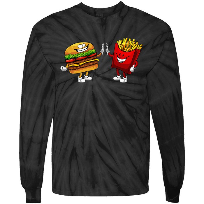 Cute Hamburger Art Hamburger French Fries Lovers Tie-Dye Long Sleeve Shirt