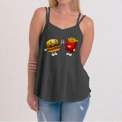 Cute Hamburger Art Hamburger French Fries Lovers Women's Strappy Tank