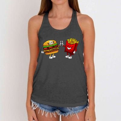 Cute Hamburger Art Hamburger French Fries Lovers Women's Knotted Racerback Tank