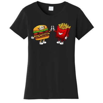 Cute Hamburger Art Hamburger French Fries Lovers Women's T-Shirt