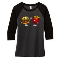 Cute Hamburger Art Hamburger French Fries Lovers Women's Tri-Blend 3/4-Sleeve Raglan Shirt