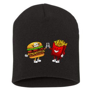 Cute Hamburger Art Hamburger French Fries Lovers Short Acrylic Beanie