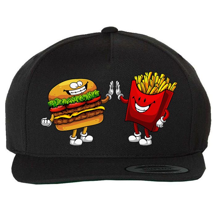 Cute Hamburger Art Hamburger French Fries Lovers Wool Snapback Cap