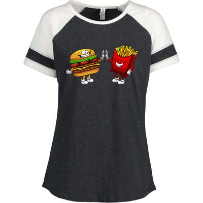 Cute Hamburger Art Hamburger French Fries Lovers Enza Ladies Jersey Colorblock Tee