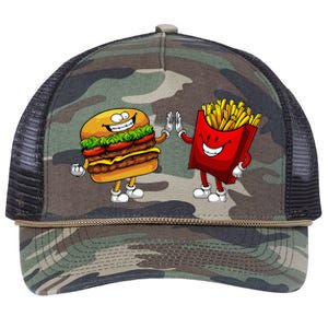 Cute Hamburger Art Hamburger French Fries Lovers Retro Rope Trucker Hat Cap