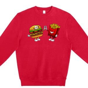 Cute Hamburger Art Hamburger French Fries Lovers Premium Crewneck Sweatshirt