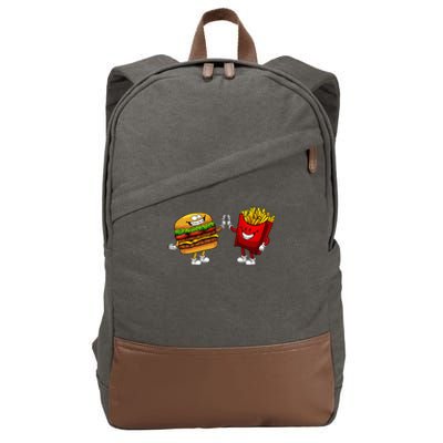 Cute Hamburger Art Hamburger French Fries Lovers Cotton Canvas Backpack