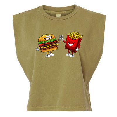 Cute Hamburger Art Hamburger French Fries Lovers Garment-Dyed Women's Muscle Tee