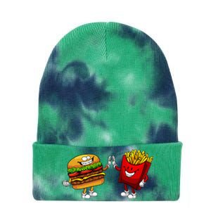 Cute Hamburger Art Hamburger French Fries Lovers Tie Dye 12in Knit Beanie