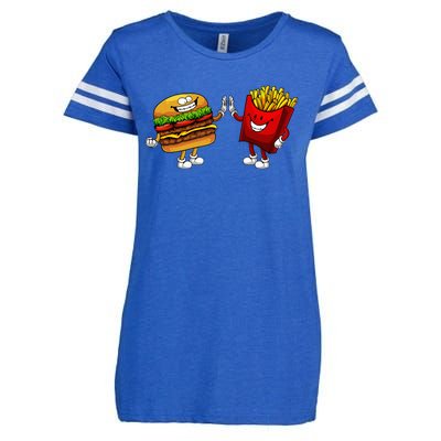 Cute Hamburger Art Hamburger French Fries Lovers Enza Ladies Jersey Football T-Shirt