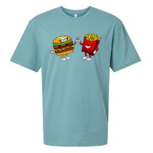 Cute Hamburger Art Hamburger French Fries Lovers Sueded Cloud Jersey T-Shirt