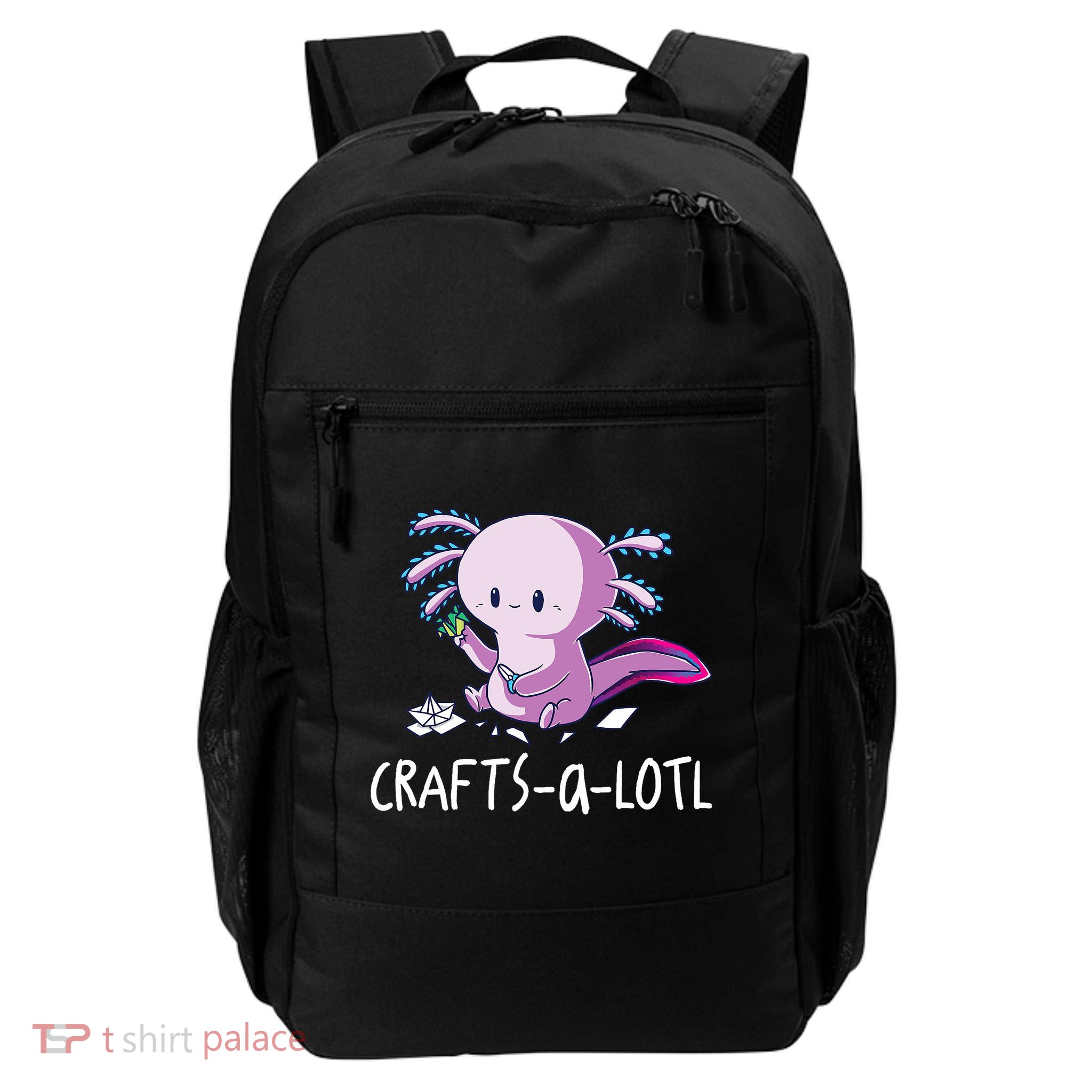 Crafts-a-lotl Handmade Art Sewing Axolotl Scrapbooking Daily Commute Backpack