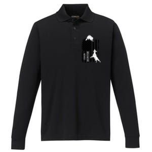 Coon Hunting American Flag Dog Performance Long Sleeve Polo