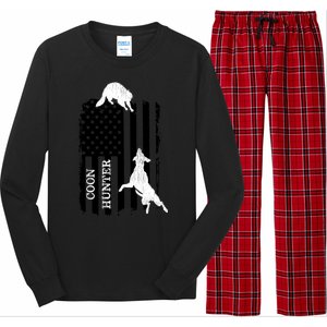 Coon Hunting American Flag Dog Long Sleeve Pajama Set