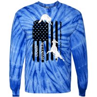 Coon Hunting American Flag Dog Tie-Dye Long Sleeve Shirt