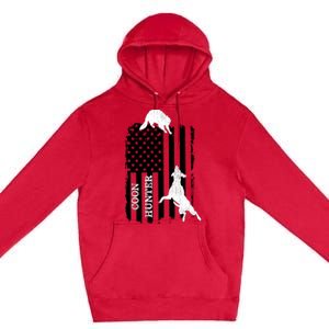 Coon Hunting American Flag Dog Premium Pullover Hoodie