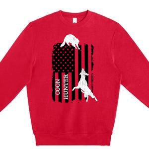 Coon Hunting American Flag Dog Premium Crewneck Sweatshirt