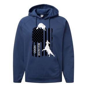 Coon Hunting American Flag Dog Performance Fleece Hoodie