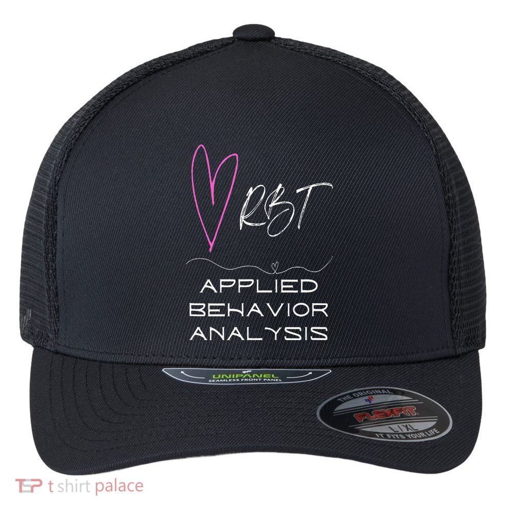 Cute happy and positive design for an ABA Therapist RBT Flexfit Unipanel Trucker Cap