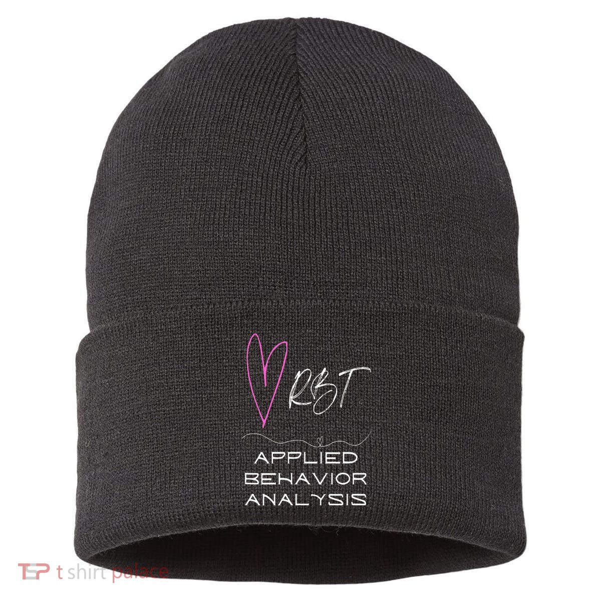 Cute happy and positive design for an ABA Therapist RBT Sustainable Knit Beanie