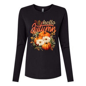 Cute Hello Autumn Season Thanksgiving And Fall Festivities Womens Cotton Relaxed Long Sleeve T-Shirt