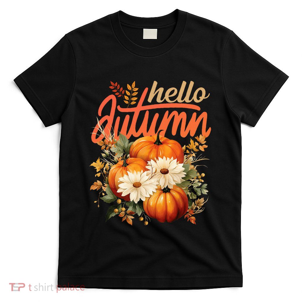 Cute Hello Autumn Season Thanksgiving And Fall Festivities T-Shirt