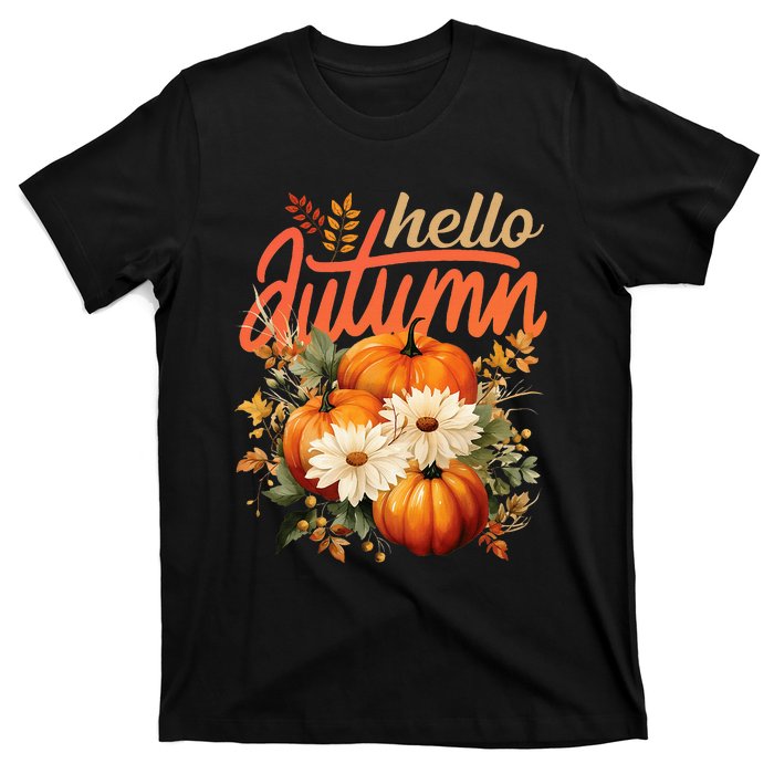 Cute Hello Autumn Season Thanksgiving And Fall Festivities T-Shirt