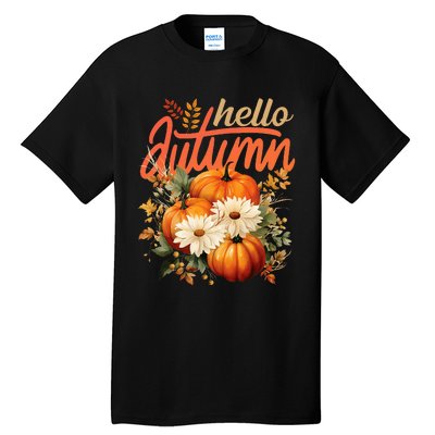 Cute Hello Autumn Season Thanksgiving And Fall Festivities Tall T-Shirt