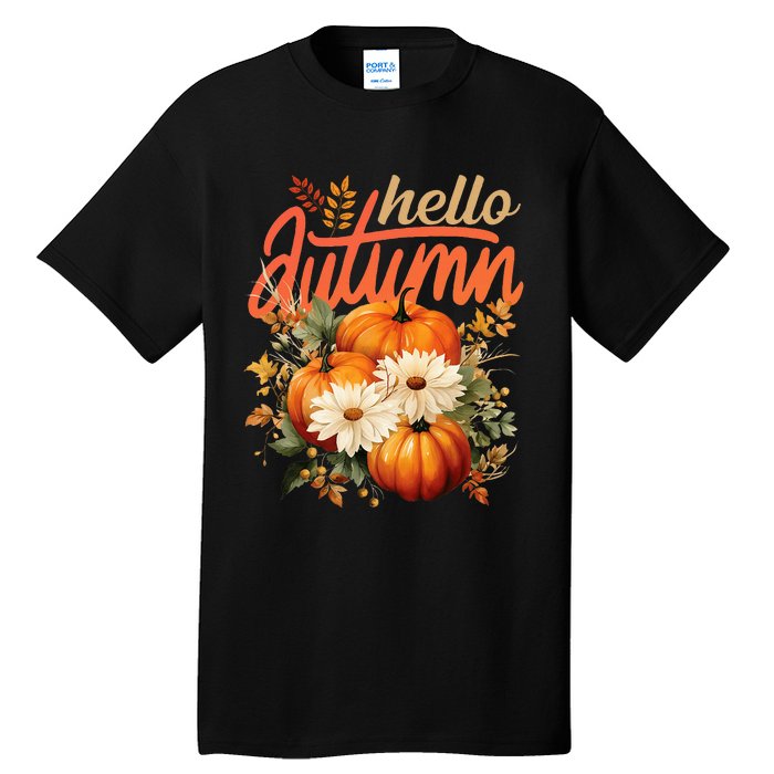 Cute Hello Autumn Season Thanksgiving And Fall Festivities Tall T-Shirt