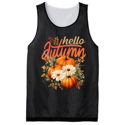 Cute Hello Autumn Season Thanksgiving And Fall Festivities Mesh Reversible Basketball Jersey Tank