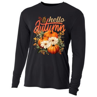 Cute Hello Autumn Season Thanksgiving And Fall Festivities Cooling Performance Long Sleeve Crew