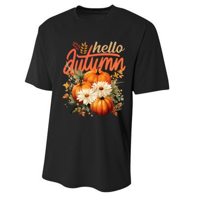 Cute Hello Autumn Season Thanksgiving And Fall Festivities Performance Sprint T-Shirt